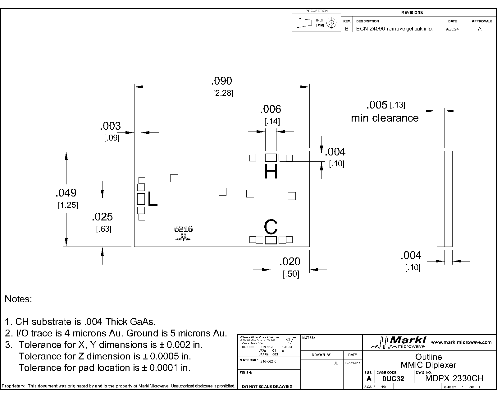 MDPX-2330CH_Passive MMIC 23 GHz High Frequency Diplexer